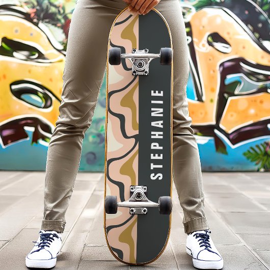 Roze Zwart Goud Retro Modern Abstract Marmeren Swi Persoonlijk Skateboard