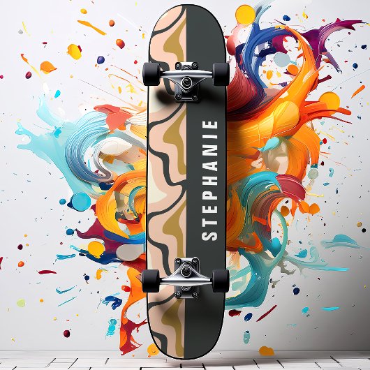 Roze Zwart Goud Retro Modern Abstract Marmeren Swi Persoonlijk Skateboard
