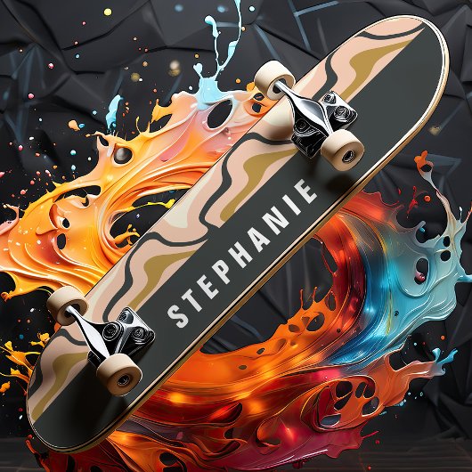 Roze Zwart Goud Retro Modern Abstract Marmeren Swi Persoonlijk Skateboard