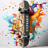 Roze Zwart Goud Retro Moderne Abstracte Marmer Wer Persoonlijk Skateboard