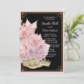 Roze Zwart Goud Sneaker Bal Verjaardagsfeestje Kaart (Staand voorkant)