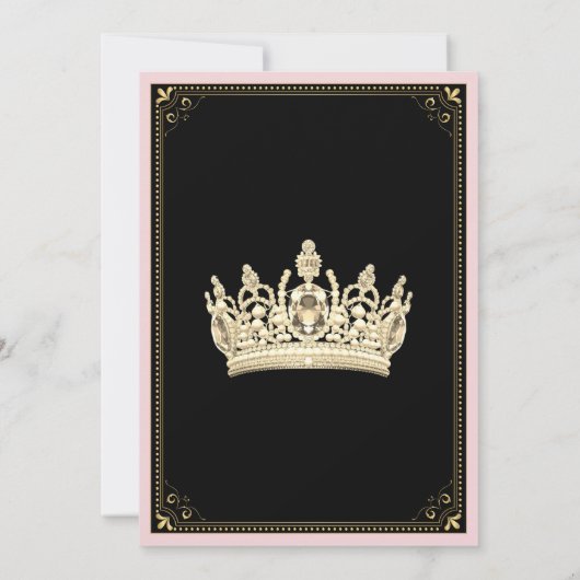 Roze Zwart Goud Sneaker Bal Verjaardagsfeestje Kaart (Achterkant)