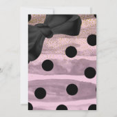 Roze Zwart & Goud Stippen Chic Strik Glamour Feest Kaart (Achterkant)