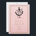 Roze Zwart Goud Waltzing Dancing Princess Party Kaart<br><div class="desc">Pas elke manier aan die u wilt.</div>
