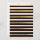 Roze Zwart Gouden Folie Streep Sweet 16 Verjaardag Kaart (Achterkant)