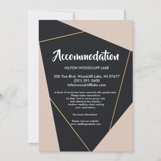 Roze zwart & gouden geometrie geschikt voor behuiz kaart (Voorkant)