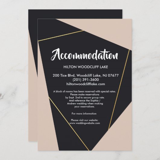 Roze zwart & gouden geometrie geschikt voor behuiz kaart (Voorkant / Achterkant)