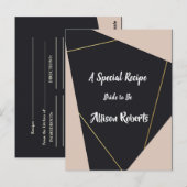 Roze zwart & gouden geometrische Bruids Shower Briefkaart (Voorkant / Achterkant)