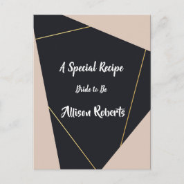 Roze zwart & gouden geometrische Bruidsdouche Briefkaart