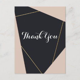 Roze zwart & gouden geometrische Dank je Briefkaart