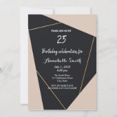 Roze zwart  & gouden geometrische Verjaardag Kaart (Voorkant)