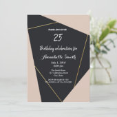 Roze zwart  & gouden geometrische Verjaardag Kaart (Staand voorkant)