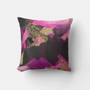 Roze Zwart Gouden Glitter Moderne Borstel Glam Gru Kussen