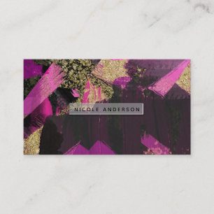 Roze Zwart Gouden Glitter Moderne Borstel Glam Gru Visitekaartje
