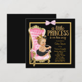 Roze Zwart Gouden Stoel Princess Baby shower Kaart (Voorkant / Achterkant)