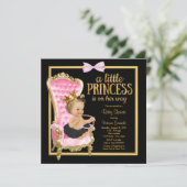 Roze Zwart Gouden Stoel Princess Baby shower Kaart (Staand voorkant)