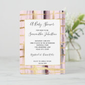 Roze Zwart Gouden Strepen Baby shower Kaart (Staand voorkant)