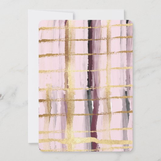 Roze Zwart Gouden Strepen Baby shower Kaart (Achterkant)