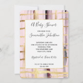 Roze Zwart Gouden Strepen Baby shower Kaart (Voorkant)