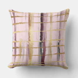 Roze Zwart Gouden Strepen Kussen