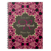  roze zwart goudkleurig monogram gastboek notitieboek (Voorkant)