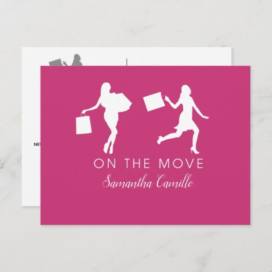 Roze zwart grijs briefkaart (Voorkant / Achterkant)