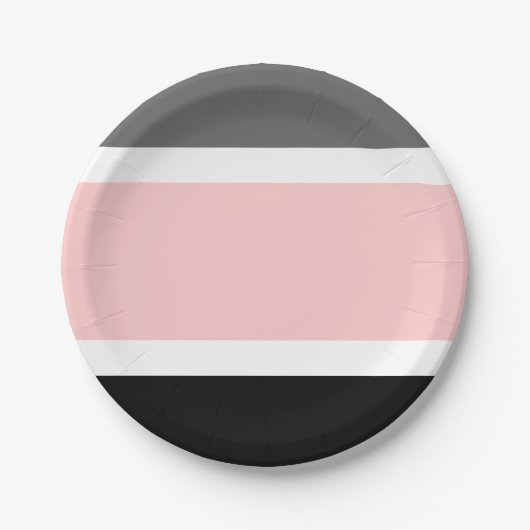 roze zwart grijs papieren bordje (Voorkant)