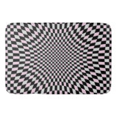 Roze Zwart Grijs Trippy Checker Board Patroon Badmat (Voorkant)