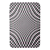 Roze Zwart Grijs Trippy Checker Board Patroon Badmat (Voorkant Verticaal)