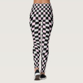 Roze Zwart Grijs Trippy Checker Board Patroon Leggings (Achterkant)