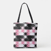 roze zwart grijs wit geometrisch tote bag (Achterkant)