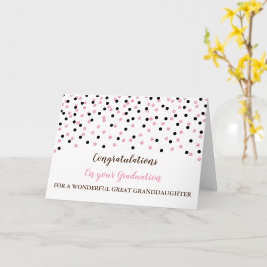 Roze Zwart Grote kleindochter Afstuderen Kaart (Gele Bloem)