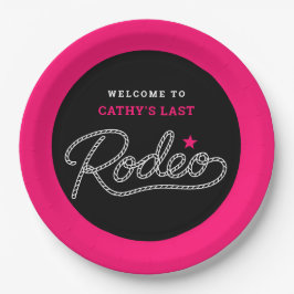 Roze Zwart Haar Laatste Rodeo Bachelorette Feest Papieren Bordje
