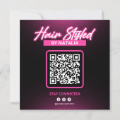 Roze & Zwart Haar Salon Instagram Flyer Kaart (Achterkant)