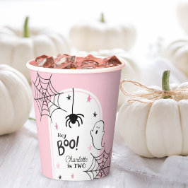 Roze Zwart Halloween Schattige Ghost Spider Hey Bo Papieren Bekers