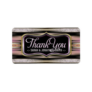  Roze+Zwart Hartelijk dank Stickers Labels