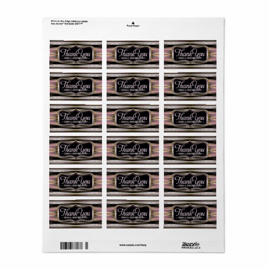  Roze+Zwart Hartelijk dank Stickers Labels (Full Sheet)