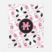 roze zwart Het voetbalveld is mijn gelukkige plek Fleece Deken (Voorkant)