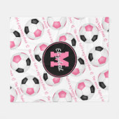 roze zwart Het voetbalveld is mijn gelukkige plek Fleece Deken (Voorkant (Horizontaal))