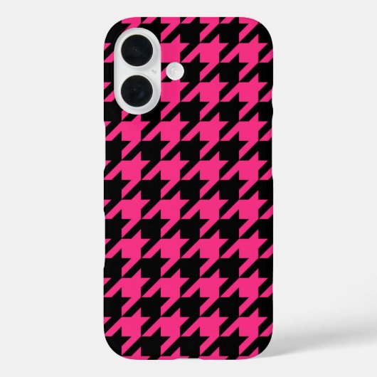 Roze Zwart Houndstooth Schotse ruit  Case-Mate iPhone Case (Achterkant)
