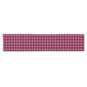 Roze Zwart Houndstooth Schotse ruit  Korte Tafelloper (Horizontaal)