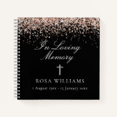 Roze zwart in liefhebbend geheugen Funeral Guest B Notitieboek (Voorkant)