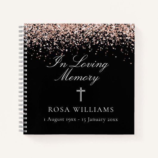 Roze zwart in liefhebbend geheugen Funeral Guest B Notitieboek (Voorkant)