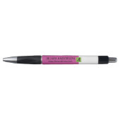 Roze Zwart Kleur Geblokkeerde Monogram Naam Modern Pen (Voorkant)