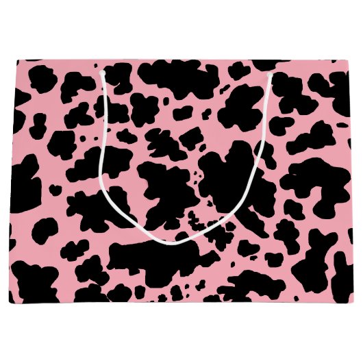 Roze Zwart Koe Skin Rodeo Animal Print Groot Cadeauzakje (Voorkant)