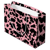 Roze Zwart Koe Skin Rodeo Animal Print Groot Cadeauzakje (Achterkant Gekanteld)