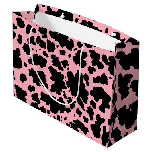 Roze Zwart Koe Skin Rodeo Animal Print Groot Cadeauzakje (Achterkant Gekanteld)