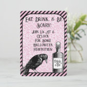 Roze Zwart Kraai Raven Halloween Kaart (Staand voorkant)