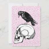 Roze Zwart Kraai Raven Halloween Kaart (Achterkant)