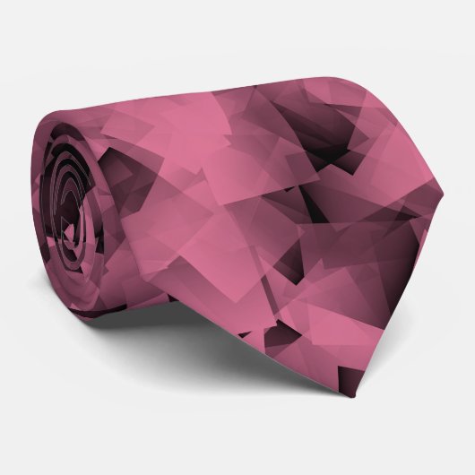 Roze Zwart Kubisme Abstract Patroon Stropdas (Opgerold)